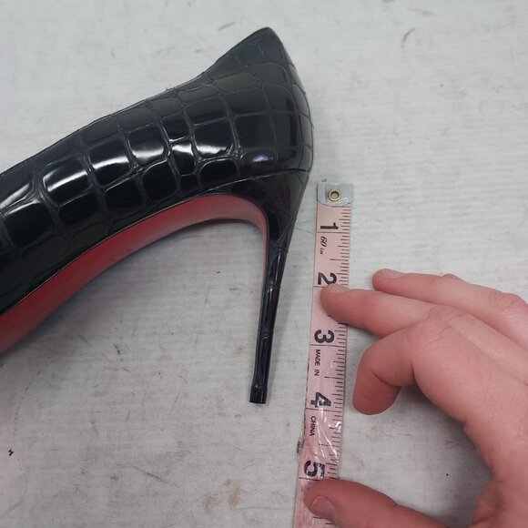 Christian Louboutin Patent Black Kate Croc Crocodile Pump Shoe - Picture 12 of 13